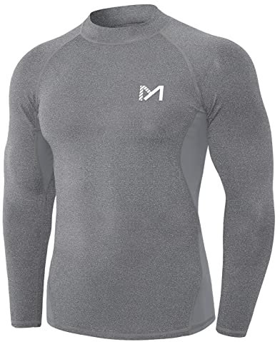 MEETYOO Men’s Compression Base Layer, Men Top Long Sleeve T-Shirt Sports Gear Fitness Tights for Running Gym Workout