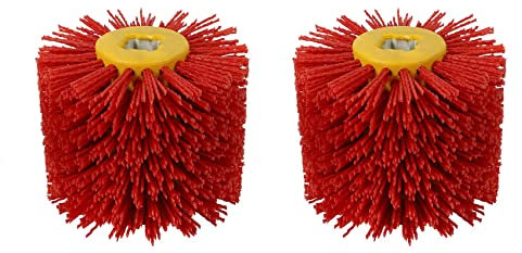 2 x Trommelbürsten aus rotem Schleifmittel, Polierscheibe, Entgraten, für Winkelschleiferadapter aus Holz für Möbel