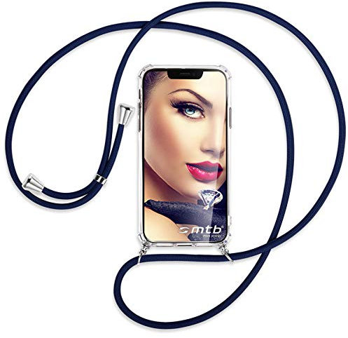 mtb more energy® Handykette kompatibel mit Sony Xperia 10 V - dunkelblau - Smartphone Hülle zum Umhängen - Anti Shock Full TPU Case