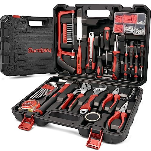Cassetta Attrezzi Completa 148-PCS Set Attrezzi Lavoro - Fai da te Meccanica Strumenti - Valigia Utensili Portatile Sundpey con Cacciaviti Cricchetto Pinze Riparazioni Quotidiane Casa Ufficio Rosso