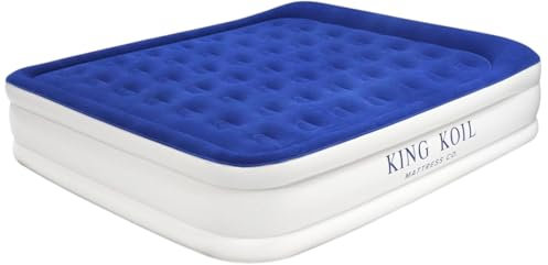 King Koil King Luftmatratze mit eingebauter Hochgeschwindigkeitspumpe, ideal für Zuhause, Camping, Gäste, Luxus-Doppel-Luftbett, 50,8 cm (20 Zoll) großes Luxus-Luftbett