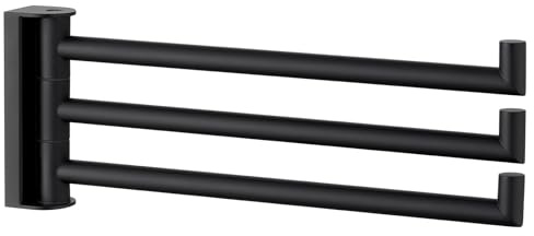 Angle Simple Kitchen Towel Rack, Swivel 3 Bars, Matte Black, 9.84