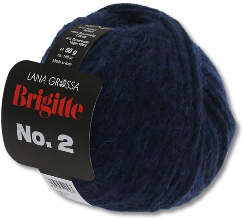Frida's Wollhaus Lana Grossa 50 g Brigitte No. 2 Netzgarn Wolle Garn Alpaka Baumwolle 46 Farben (5 | Nachtblau)