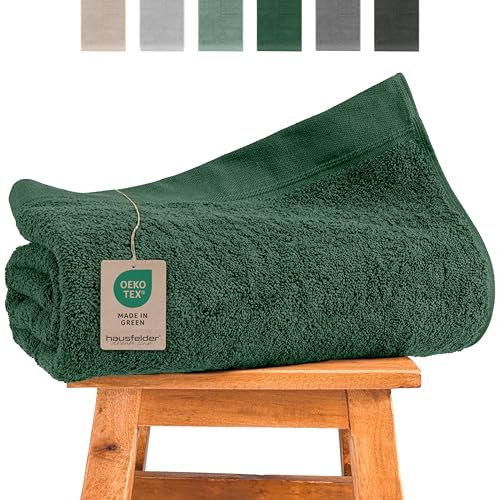 Hausfelder Saunahandtuch 80x 200 cm - Premium 500g/m² Sauna Handtuch groß - Damen und Herren Saunatuch, 100% Baumwolle, Ökotex zertifiziert (80 x 200 cm Dunkelgrün)
