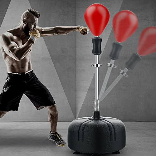 TESUGN Punchingball Boxstand 120-160cm, Verstellbarer freistehender Boxsack Speed-Reflex Trainingsball für MMA-Training, Boxausrüstung, Workout-Ausrüstung, Stressabbau & Fitness