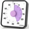 LIORQUE 19cm Grand Minuteur Visuel Timer Classe Aimanté, Silencieux sans Tic-Tac, 3 Modes d'Alarme: Sonnerie, Lumière et Vibration, Convient pour Cuisine, École, Bureau - Piles incluses (Violet)