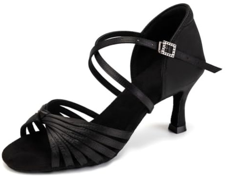 VCIXXVCE Mujer Zapatos de Baile Latino Negro Profesional Salsa Tango Bachata Práctica Zapatos de Baile de Salon, 37 EU