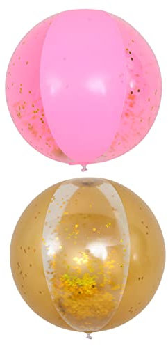 TOYANDONA 1 Set 2 Pcs Transparent Beach Ball Beach Ball Boy Blow up Beach Balls Bride and Groom Cake Toppers Glitter Beach Confetti Pool Balls Children Pool Party Pvc Inflatable Toy