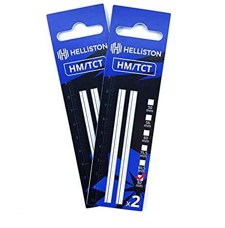 Helliston HM/TCT Hobelmesser für Elektrohobel Bosch PHO 30-82, Hartmetall, OHNE PLASTIK, 82mm (2 Satz = 4 Wendemesser)