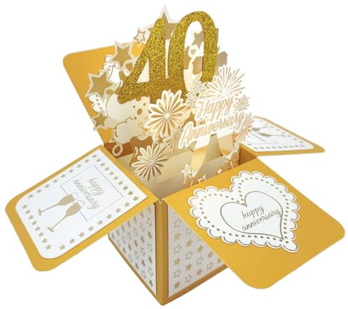 scicent Firmenjubiläum 40. 3D Pop-Up Karte Ich Liebe Dich So sagen Sie I Love You Liebeskarte zum Hochzeitstag Jahrestag Geburtstag Verlobung Grußkarte Geschenkkarte - 20127