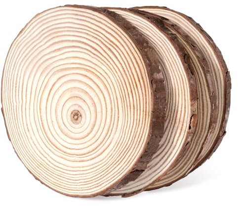 Truevaste Holzscheiben 12er Set 12-13cm Runde Holz Scheiben Ungebohrte Holzkreise Naturholz Baumscheiben für DIY Basteln Hochzeit Weihnachten Dekoration Ca.10mm Dick