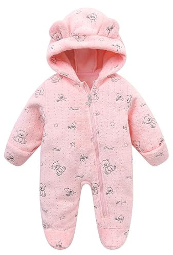 WYTbaby Baby Fleece Snowsuit for Fall 6-9 months Pink 2