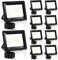 Izrielar Projecteurs LED 10x, 50W Projecteur Super Lumineux, 3 Températures de Couleur Réglables, Spots Imperméable IP66 pour Jardin, Terrain de Sport, Garage