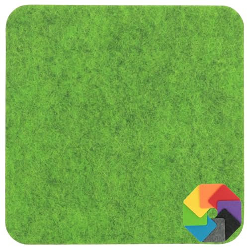 Design Filz Untersetzer eckig - 10x10cm in apfelgrün meliert für Glas, Getränke, Bar, Tasse, Vase