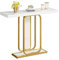 Tribesigns Table Console, Moderne Table d'entrée de 105 cm avec Base géométrique, Imitation marbre Blanc, Table de canapé étroite, Console Meuble pour Salon, entrée, Couloir, Blanc et doré