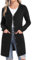 Aottori Strickjacken für Damen Elegant Cardigan Gerippt Langarm Strickcardigan Knopfleiste mit Taschen Schwarz M