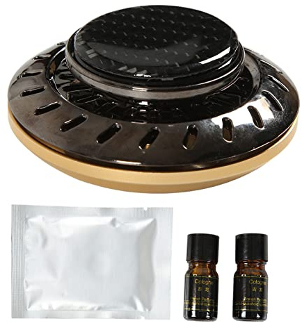 Auto-Lufterfrischer, Scheibenform, Auto-Diffusor, tragbarer Aromatherapie-Diffusor für ätherische Öle, Auto-Duft mit 2 ätherischen Ölen, Deodorant (Gold)
