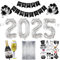 Silvester Deko Set XXL 2025 in silber | Neujahr Party Silvesterdeko | Girlanden, XXL Mega Ballons, Fotorequisiten, Dekoration | Happy new year