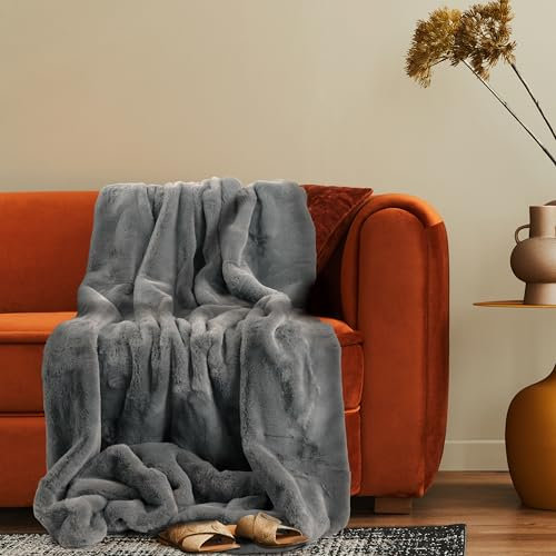 Paco Home Deko Wohnzimmer Decke Kuscheldecke Tagesdecke Waschbar Sofadecke Schlafzimmer Shaggy Einfarbig Flauschig Weich, Farbe:Anthrazit, Größe:150x200cm