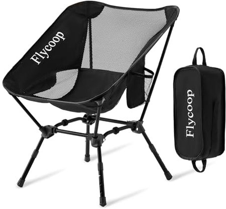 Flycoop Campingstuhl Faltbar Höhenverstellbar Camping Stuhl Tragbarer Campingstühle 180Kg Faltstuhl Ultraleichter Packmaß Kleiner Klappstuhl mit Tragetasche für Picknick, Outdoor, Wandern