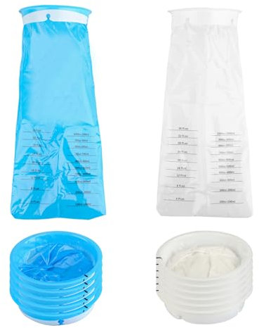 20 Pcs Motion Sickness Bags for Vehicles - 1000ml Disposable Nausea Pouches, High-Density Emesis Containers with Snap Closure, Travel & Pregnancy Use (Blue/White) for Cars, Aircraft & Morning Sickness