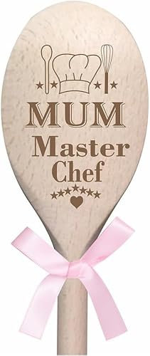 Mothers Day Gift Engraved Etched Wooden Spoon Mum Master Chef Choose The Colour of The Ribbon
