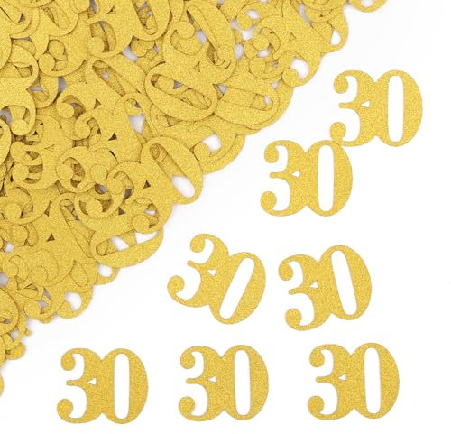 Konfetti Groß 30 Geburtstag Deko, 100 Stk Glitzer Gold Konfetti, Confetti Tischdeko Deko 30 Geburtstags Frau Mann, 30th Birthday Streudeko Zahlenkonfetti zum Geburtstagsdeko Tisch (30. Geburtstag)