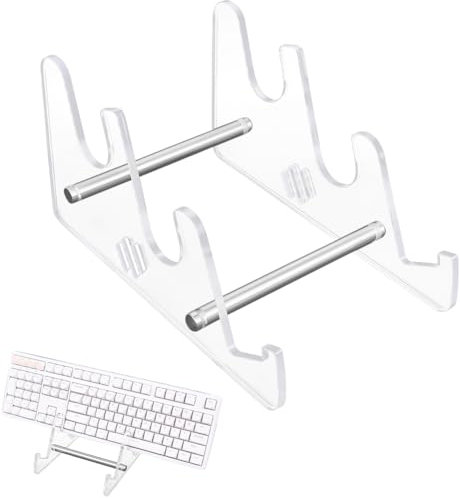 CRASPIRE Clear Keyboard Stand Keyboard Display Shelf Acrylic Iron 3 Tier Portable Detachable Mechanical Computer Collection Storage Holder Tray for Computers Tablet Desk Home Office Study Accessories