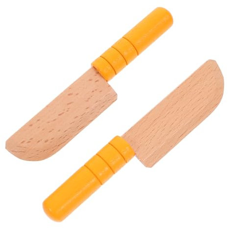 Milisten 2 Pièces Bois pour Couteau de Cuisine Montessori Ustensile de Découpe Bois pour Fruits et Accessoire de Cuisine Sécurisé pour Jeu