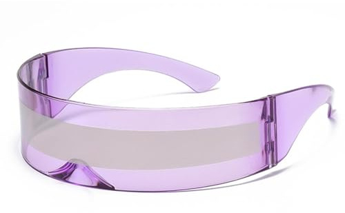 RuiJOTWAT Futuristic Sunglasses, Purple Mirror Lens Sunglasses Visor Masquerade Party