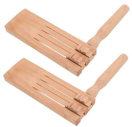BESTonZON 2 Stück Holz Ratsche mit Doppelreihen Design Einzigartiger Klangsimulation und Kreativem Musikinstrument für Kinder Geburtstagsfeiern und Sportveranstaltungen