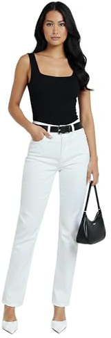 ESRA Straight Leg Jeans Damen Jeans High Waist – Premium Stretch Jeans Damen aus extra weicher Baumwolle