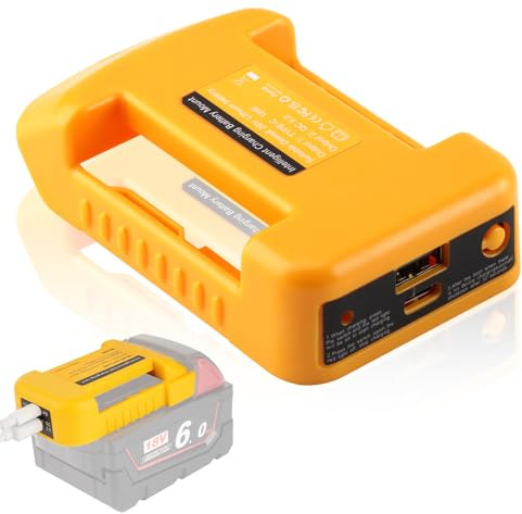 USB Battery Adapter for Dewalt, 18V 20V MAX Lithium Battery Charger Adapter | Portable LiIon Battery Replacement Power Supply Converter for DCB127, DCB180, DCB181, DCB206, DCB606