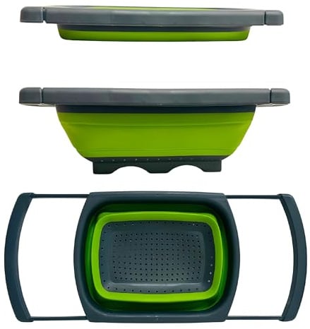 Scolapasta Pieghevole Qualità Top Lusso Filtro Cestino Cucina Manico Allungabile per Lavandino Scolapasta Silicone Pieghevole Colander Setacci Scolare Pasta Verdura Frutta Salva Spazio Colore Casuale