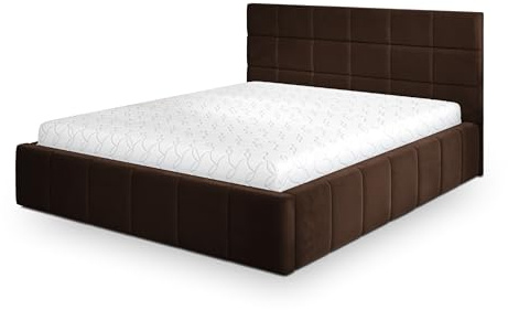 Masseno Polsterbett Verto K 120x200 cm, Doppelbett, Bettkasten, Stauraum, Lattenrost Und Kopfteil - Braun, Kronos 06
