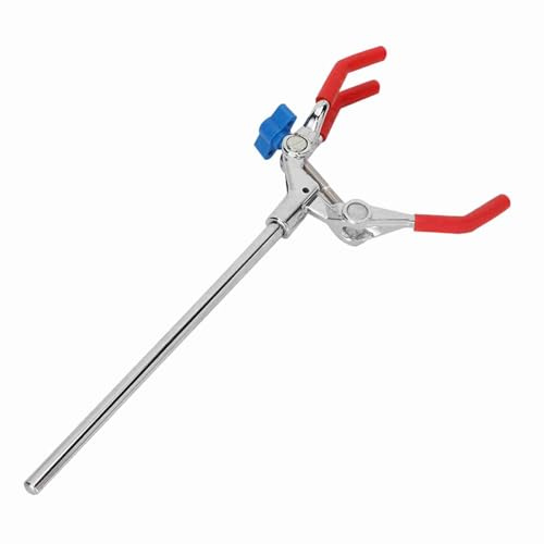 SENECESLI Laboratory Clamp, Three Jaw Rotating Clamp for Retort Stand, Condenser Flask with Adjustable Base and Plastic Coated Pins, Equipment, Chemistry Stand