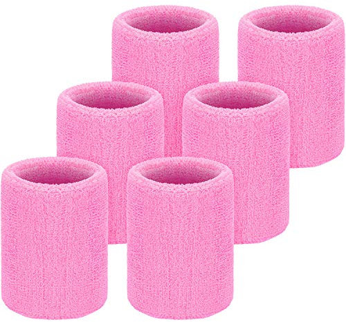 WILLBOND Schweißbänder für Fußball, Basketball, Laufen, athletisch, Sport, Rosa, 6 Stück