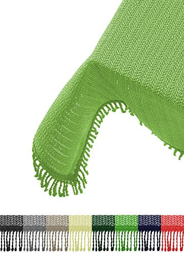Brandsseller Gartentischdecke 130x160 cm Tischdecke mit Fransen Outdoor Tischtuch rechteckig Weichschaum für Garten, Terrasse, Balkon wetterfest rutschfest - Hellgrün