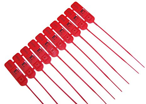 10 X Red LuggageLock tamper proof security tag with unique twin serial number receipt tag. For Suitcases, Briefcases, Travel Bags, Security Bags, Messenger Bags. Luggage Lock