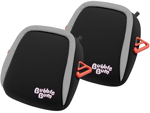 BubbleBum Booster Seat, Inflatable Car Seat, Car Booster Seats for 4-12 Years Boy Girls Child Kids, Backless Portable Narrow Slim Foldable Lightweight Safe for Travel & Daily Use - Twin Black