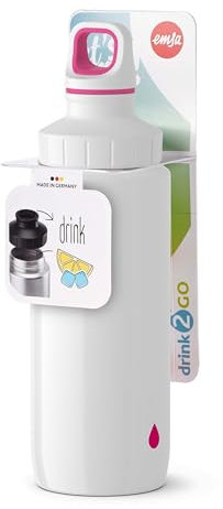Emsa 518354 Trinkflasche Drink2Go Light Steel | 0,6 L | Edelstahl | Schraubverschluss | 100% auslaufsicher & spülmaschinenfest | Drop Pink
