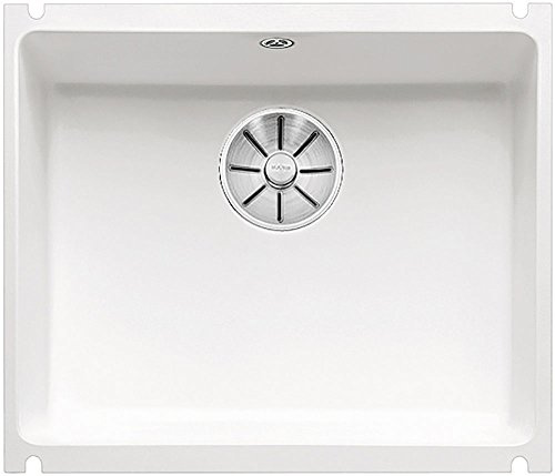 BLANCO SUBLINE 500-U | Cerámica blanca cristalina brillante | Tipo de montaje: bajo encimera | para armarios inferiores de 60 cm de ancho | Gran volumen de lavabo para un uso óptimo | Superficie fácil