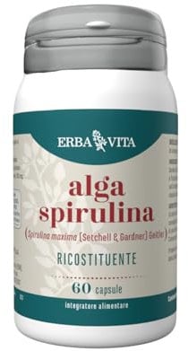 ERBA VITA Integratore Alimentare di Alga Spirulina - 60 Capsule - Utile al recupero fisico, 60 unità, 1