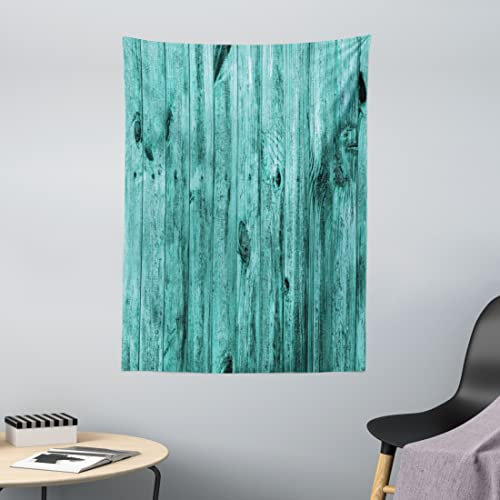 ABAKUHAUS Blau Wandteppich, Antik Holz Textur aus Weiches Mikrofaser Stoff Waschbar ohne Verblassen Digitaldruck, 110 x 150 cm, Türkis und Blau