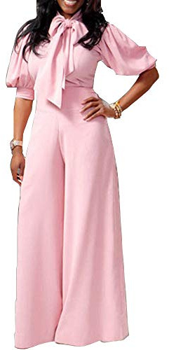 VERWIN Plain Dressy Full Length Bowknot Women's Jumpsuit High Waist Woman Romper