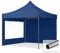 TOOLPORT Faltzelt Faltpavillon Pavillon 3x3m - mit 2 Seitenteilen (Panoramafenster) Premium Dach Partyzelt blau