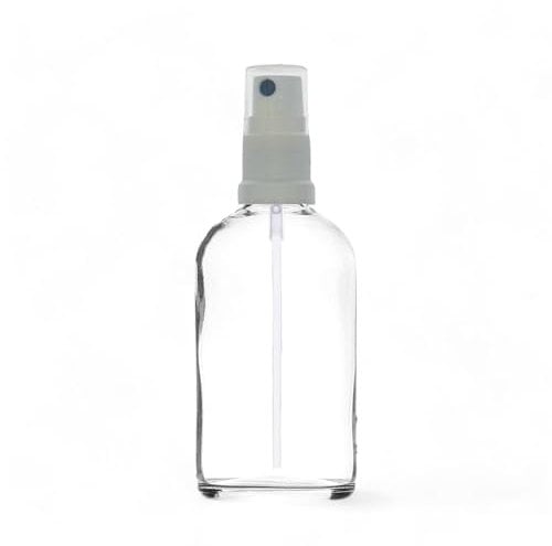 Avalon 100ml Clear Glass Bottles with White Atomiser Spray ~ Refillable, Reusable, and Travel Sized ~ Perfect for Aromatherapy, Perfumes, Essential Oils, Aftershaves, and More
