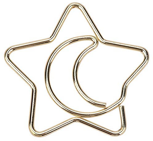 10 Stück Niedliche Eisen Kunststoffbeschichtete Galvanik Stern Mond Büroklammern Lustige Lesezeichen Marker Clips Gold Schulbedarf