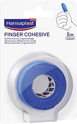 Hansaplast 5m x 2.5cm Blue Cohesive Finger Tape, Ultra Comfortable and Flexible Self-Adhesive Tape, Latex and Glue Residue Free, 5m x 2.5cm, Pack of 1