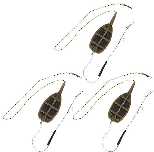 Chacerls Pack von 3 Angeln Inline Feeders Inline Methode Karpfen Angeln Feeder Set, Ausrüstung Angeln Zubehör mit Easy Release Köder Form Karpfen Tackles Europäischer Stil